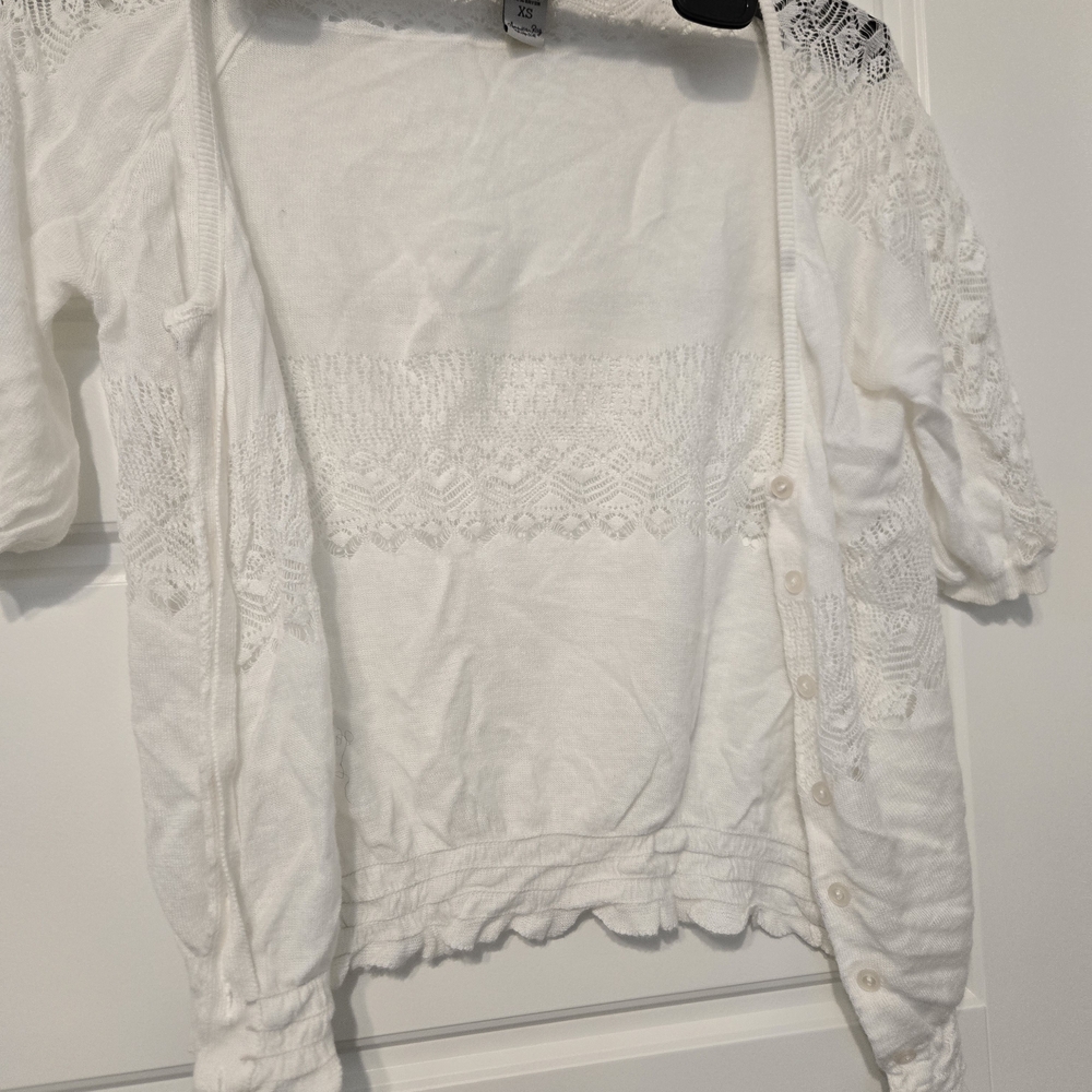 American Rag White Button Down Lace Top